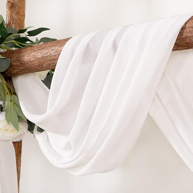 Ivory Wedding Arch Draping Fabric 30'' x 18FT Sheer Chiffon Arch Drape Backdrop 1 Panel Drape for Easter Bridal Shower Baby Shower Photo Booth Church Decor Birthday Party Outdoor Decoration
