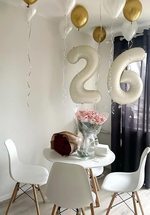 17 Balloon Numbers 40 Inch, Cream 17th Birthday Decoration for 1 7 17 71 Men & Women, Foil Big Number Balloon for Wedding Store Anniversary Promotion Party Decorations