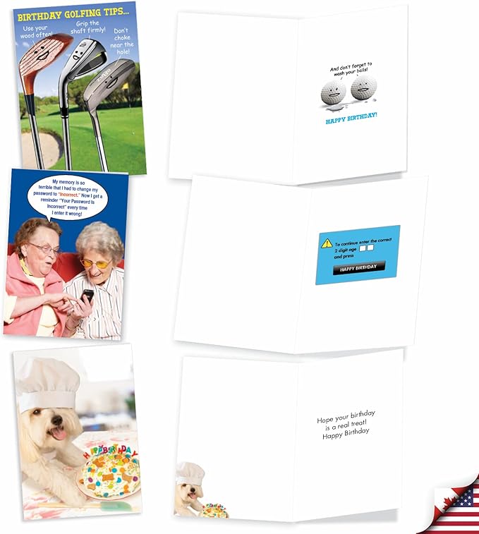 NobleWorks - 20 Funny Box Set Birthday Greeting Cards Variety Bulk Pack w/Envelopes for Men and Women (2 each, 10 Designs) - Birthday Wishes AC8838BDG-B2x10