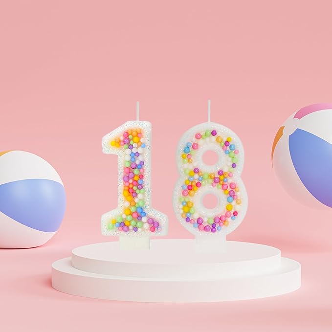 18th Birthday Candle for Cake, Colorful Macaron Numeral Candles for Boys/Girls, Theme Birthday Party Cake Decorations, Cake Topper for Birthday Party Supplies (Number 18)