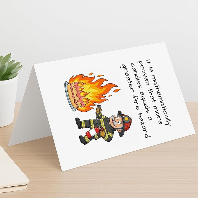 KINGNAME Funny Over the Hill Birthday Card for Older Adults, Fire Hazard Candle Joke, Humorous Greeting Card for Men Women, Gag Gift for Milestone Bday