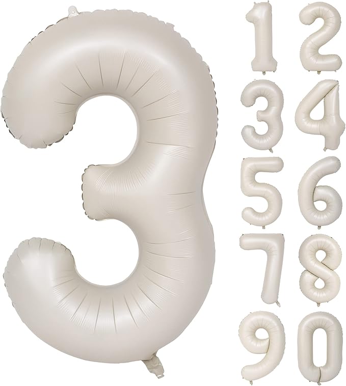 40 In Cream white Number Balloons Helium Foil Mylar Balloon Birthday Party banquet Decoration Digital 3