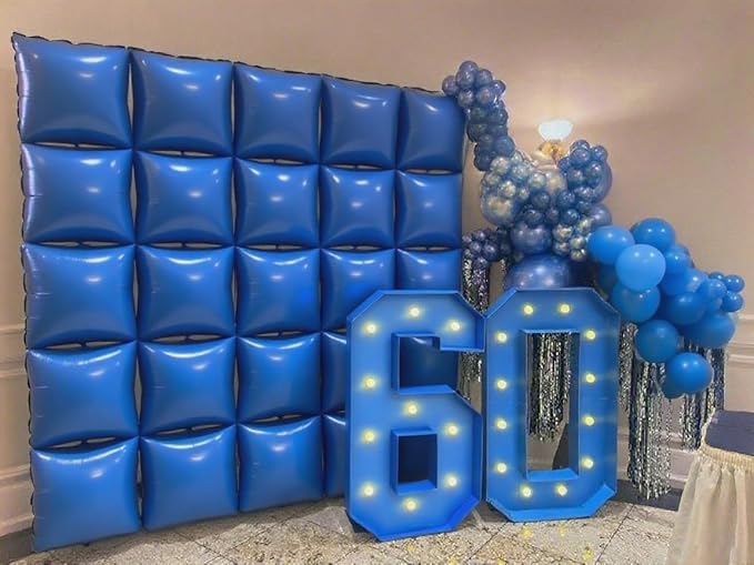 50pcs Navy Blue Foil Balloons Wall Backdrop with 80pcs Dark Blue Balloon Garland Arch Kit, Double Sided Balloon Tunnel for Anniversary New Year Birthday Graduation Ribbon Party Decorations