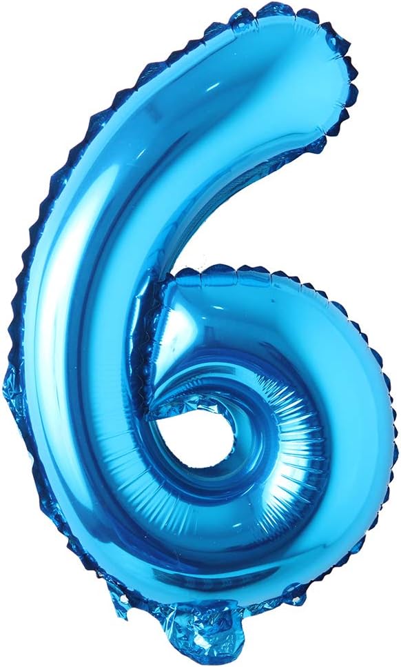 Blue 28 inch Letter Balloons Alphabet Number Balloons Foil Mylar Party Wedding Bachelorette Birthday Bridal Baby Shower Graduation Anniversary Celebration Decoration (Can not Float) (28 inch Blue 6)