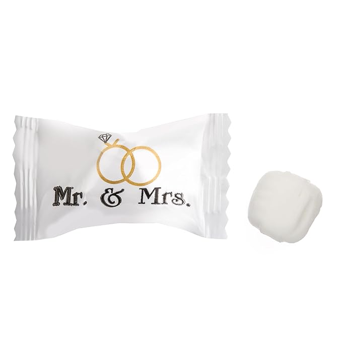 Candy Envy - Mr. and Mrs. Buttermints - 10 Bags Casepack with Approximately 100 Mint Per Bag - Wedding Candy Party Favors