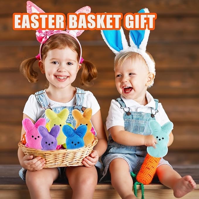6PCS Cute Bunny Plush Toys,Easter Basket Stuffers Toys for Kids,Bunny Stuffed Animals,Easter Party Favors Gift for Girls Boys