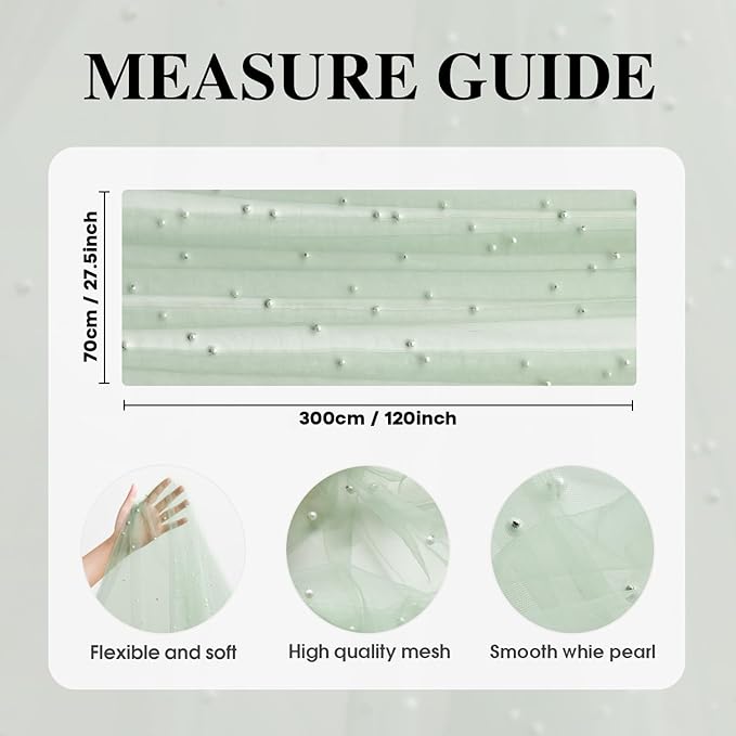 Artoid Mode 6PCS Pearl Grass Green Gauze Table Runner 120 Inch 10FT, Seasonal Sheer Dining Holiday Wedding Birthday Baby Shower Table Decor for Home Party