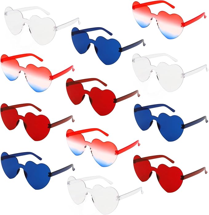 Heart Sunglasses 12/18/24 Pcs Heart Shaped Glasses for Women Cute Funny Party Glasses Party Favors Accessories