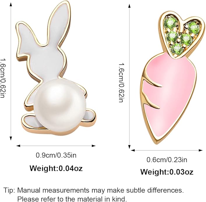 MUYAN Cute Small Easter Bunny Stud Earrings Rabbit Carrot Easter Earrings Holiday Jewelry