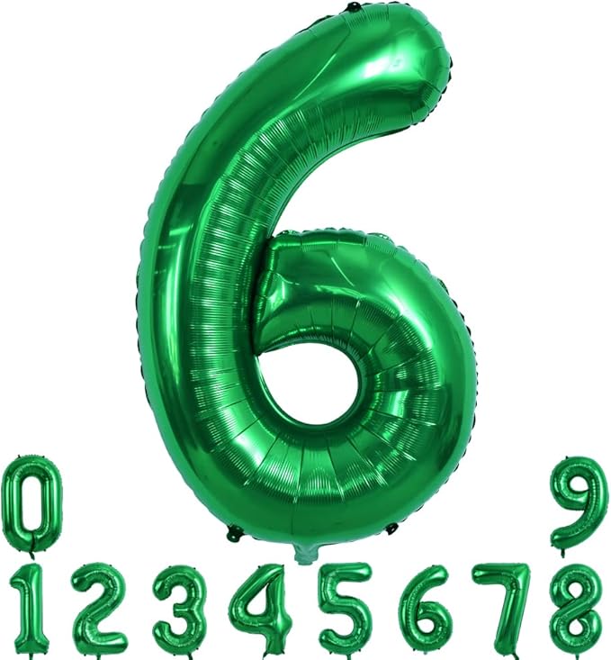 TONIFUL 40 Inch Dark Green Large Numbers Balloon 0-9 Birthday Party Decorations,Foil Mylar Big Number 6 Balloon Digital 6 for Birthday Party,Wedding, Bridal Shower Engagement Photo Shoot, Anniversary
