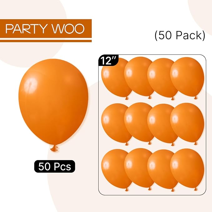 PartyWoo Burnt Orange Balloons 50pcs 12 Inch Terracotta Rust Fall Color Autumn Boho Balloon Arch Kit Garland for Wedding Birthday Baby Shower Thanksgiving Halloween Fall Party Decorations Orange-F53