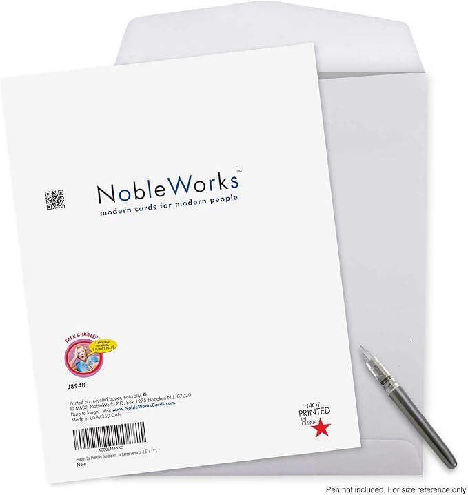 NobleWorks - 1 Jumbo Funny Card for Birthdays (8.5 x 11 Inch) - Cartoon Joke, Humor Bday Card with Envelope - Ponies for Sissies J8948