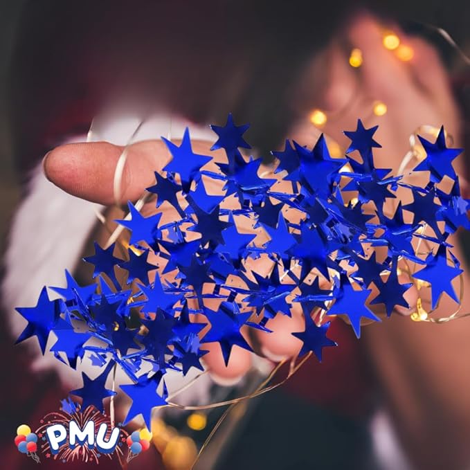 PMU 25 Ft Star Wire Shiny Garland Royal Blue - Halloween, Christmas Party, Wedding, Birthday, Festive Home Decoration Ornament Royal Blue