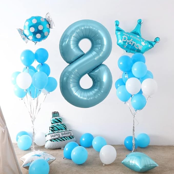 Pearlescent Blue Number 5 Balloon 40 Inch, 5 Balloon Number, 5th Birthday Decorations, Pearlescent Blue Party Supplies for Boys Girls