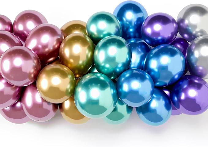 105pcs Metallic Balloons 12inch Chrome Party Balloons for Boys Girls Birthday Baby Shower Gender Reveal Wedding Decorations