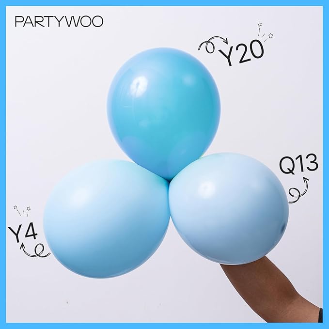 PartyWoo Baby Blue Balloons 140pcs Different Sizes of 18 12 10 5 Inch Light Pastel Sky Aqua Blue Balloon Arch Kit Garland for Graduation Baby Shower Gender Reveal Easter Party Decorations Blue-Q13