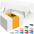 Smiry Disposable Table Cloth - 48 Pack, 54 x 108 Inch Waterproof Rectangle Tablecloths for Parties, Decorative Plastic Table Cover, Leakproof & Sturdy, White