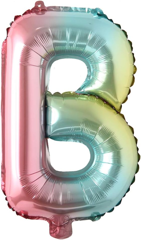 16 inch gradient rainbow Letter number balloons unicorn party foil balloon baby shower 1 birthday party decorations kids numbers Air ball (16 Inch Rainbow B)