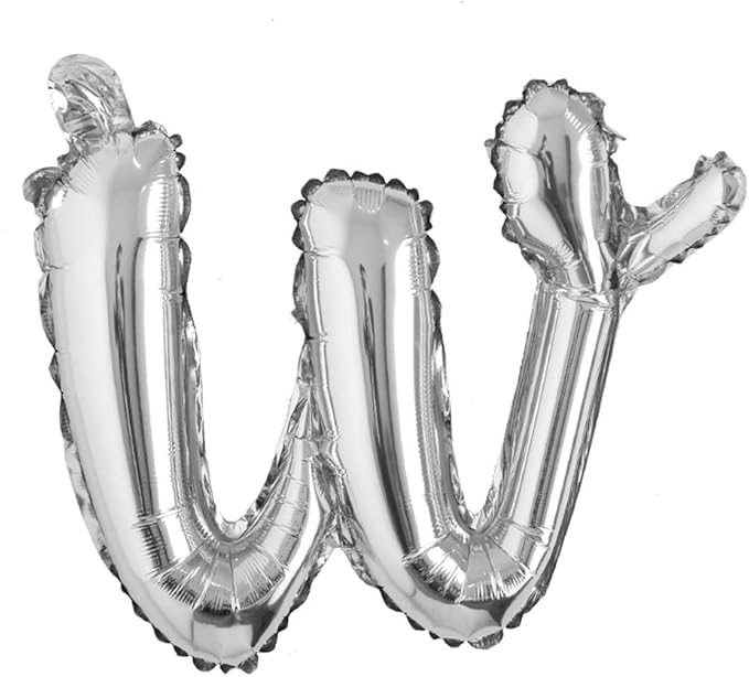 18 inch silver lowercase Happy Birthday Balloon Letter Ballon Wedding Balloon Birthday Party Decorations Kid Adult Name Baloon (18 inch Silver w)