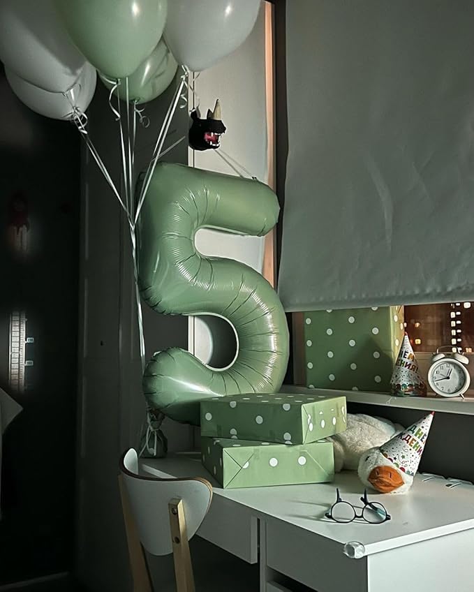 Sage Green Number 2 Balloon 40 Inch, 2 Balloon Number, 2nd Birthday Decorations for Baby Girls Boys Toddlers