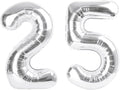 40 Inch Number 25 Balloons, Happy 25th Birthday Decorations for Women, Silver Foil Large Ballon for 2 5 25 52 Birthday Party Wedding Anniversary Supplies