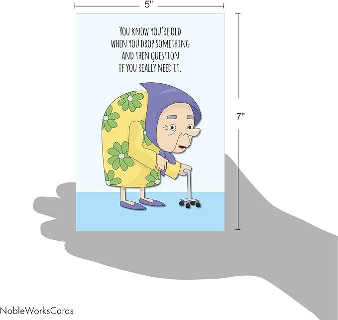 NobleWorks - 1 Awesome Birthday Greeting Card - Cartoon Art, Happy Funny Bday Note - Drop Something C2338BDG