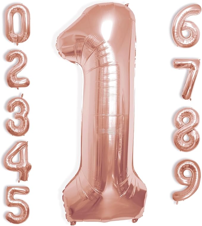 40 Inch Large Rose Gold Number Celebration and Decoration Balloon for Birthday Parties, Graduations, Anniversaries, Weddings, Photo Shoots, Special Events (Rose Gold Number 1)