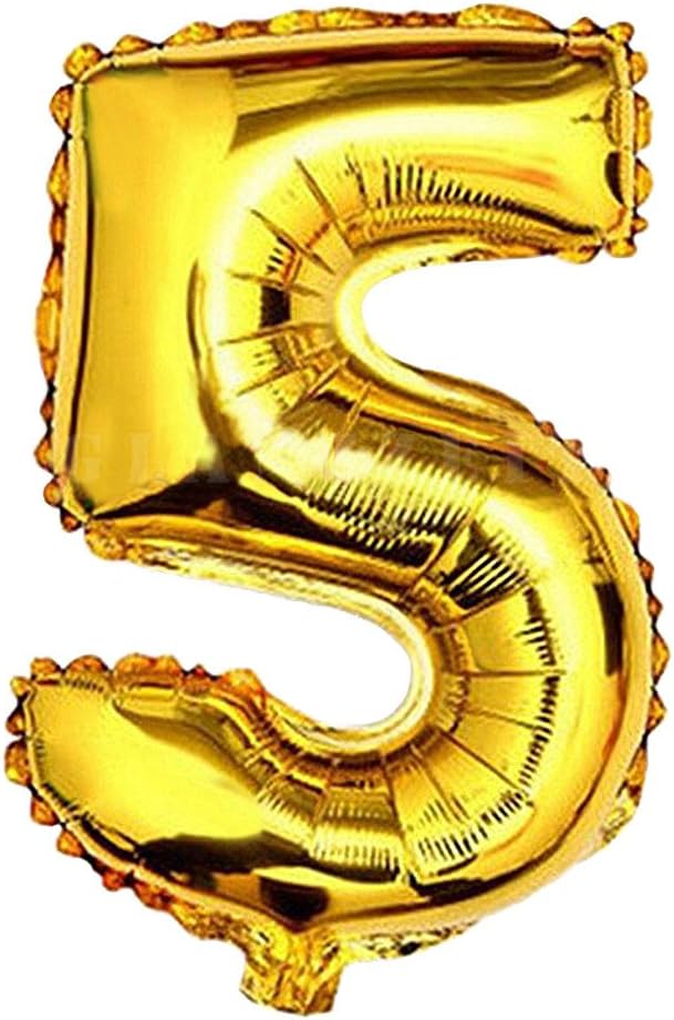 Glanzzeit 16 Inch Gold Balloons Decor Letters A to Z Numbers 0 to 9 for Wedding Prom Birthday Party (Number 5)