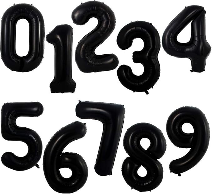 YPSelected 32 Inch Large Foil Helium Number Balloon Birthday Wedding Party 0-9 (Black, 6)