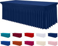 Smiry Spandex Tablecloth, Elastic Fitted Stretch Tablecloth for 6FT Rectangle Tables, Waterproof Washable Table Cover Skirt for Outdoor, Wedding, Banquet & Parties (Navy, 72Lx30Wx30H Inch)