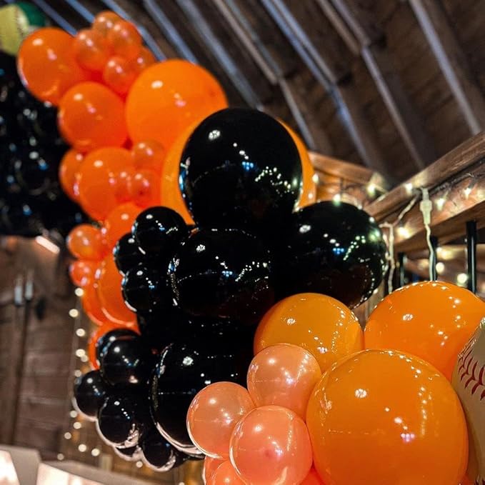 Black and Orange Balloons, 70Pcs 12inch Black Orange Latex Balloon and Confetti Balloons for Halloween Celebration Trick or Treat Party Spooky Ghost Party Bar Anniversary Graduation Decoration