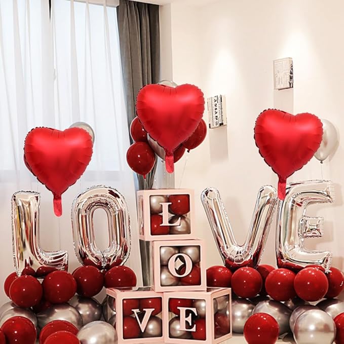 Valentines Balloons Love Balloons Red Heart Shape Foil Balloons for Valentine's Day Party Decorations Valentines Day Anniversary Wedding Valentines Decorations Decor Supplies 3pcs