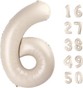 40 Inch Milk White Balloon Number 6 Cream Balloon,6 Foil Mylar Helium Large Digital Balloon Birthday Numbers Jumbo Balloons 16th or 61st Anniversary Party Decorations Supplies