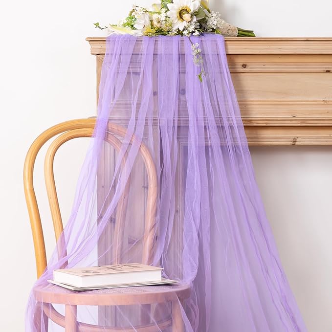 Socomi Lilac Cheesecloth Table Runner Tulle Gauze Cheese clothBoho Rustic 120 inch 10FT Runner for Wedding Party Baby Shower Birthday Holiday Decorations 1pc