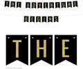 Andaz Press Faux Gold Glitter on Black Funny Retirement Party Banner Decorations, The Adventure Begins, Approx 5-Feet, 1-Set, Birthday Wedding Baby Shower Colored Hanging Pennant Decor