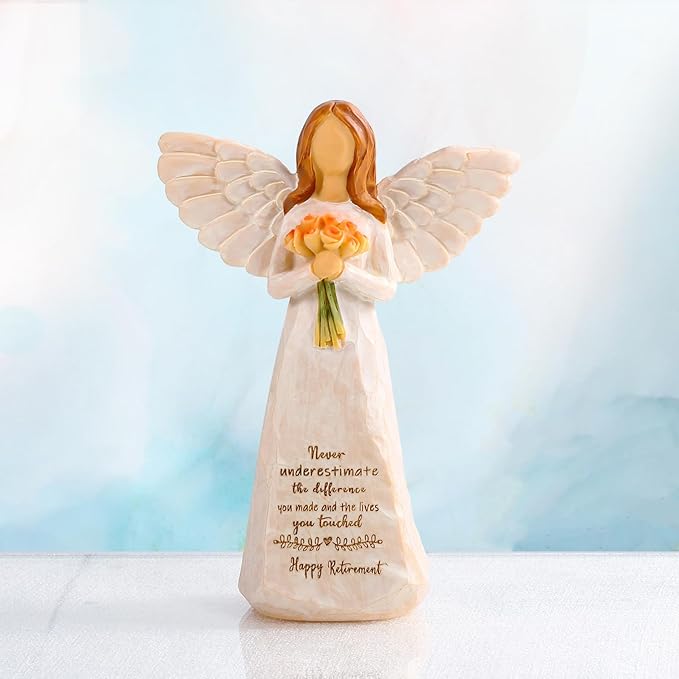 Retirement Gift for Woman, Happy Retirement Gift for Woman, 5.5” Angel Figurine for Retirement Party Decorations, Retired Gifts for Coworkers Friends