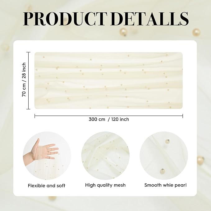 Artoid Mode 3PCS Pearl Champine Gauze Table Runner 120 Inch 10FT, Seasonal Sheer Dining Holiday Wedding Birthday Baby Shower Table Decor for Home Party