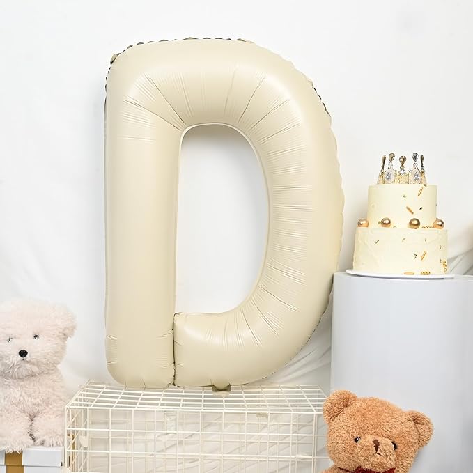 Cream U Letter Balloons,40 Inch Letter U Balloon Beige,Helium Custom Letter Balloon for Birthday Anniversary Party Decorations
