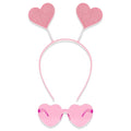 Semato Pink valentines Day Headband with Pink Heart Sunglasses for Valentines Day Accessories Galentines Party Favors Halloween Costume