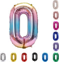 YPSelected 32 Inch Large Foil Helium Number Balloon Birthday Wedding Party 0-9 (Rainbow, 0)