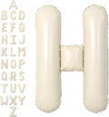 SUWEN 40 Inch Cream Large H Letter Balloons Big Foil Helium Letter Balloons A-Z Jumbo Mylar Happy Birthday Party Decorations for Girl Anniversary Party Supplies