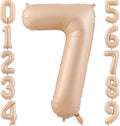 Number 7 Balloon, 7 Balloon, Number Balloons 40 Inch, Beige Large Big Foil Number Balloons for Birthday Party Graduation Wedding Anniversary Baby Shower Bachelorette Decoration Supplies