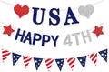 Fourth-4th of July Imemorial-Day Banner - Blue White Red Patriotic Garland Party Decorations, Hanging USA Pennant Flag Banners, America Independence Day Streamers Indoor Decor Lasting Surprise