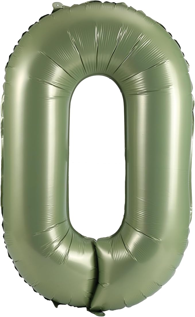 YPSelected 32 Inch Large Foil Helium Number Balloon Birthday Wedding Party 0-9 (Olive Green, 0)