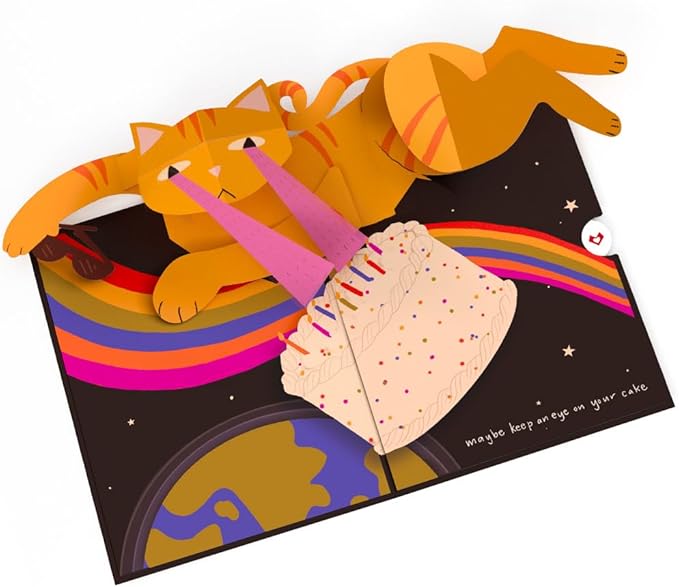 Lovepop Funny Birthday Cat Pop-Up Card for Her and Him - 3D Greeting Cards for Boys, Girls, Men, Women - Out of This World - 5" x 7" Card - Blank Notecard and Envelope Included