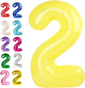 Big 40 Inch Yellow 2 Number Balloon Birthday Decoration, 2026 Yellow Number 2 Helium Balloons 12 20 22 23 24 26 28 32 42 Celebration, Boy Girl Baby Anniversary Party Graduations Supplies