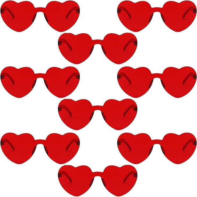 9 Pack Heart Shaped Sunglasses Rimless Heart Glasses for Bachelorette Party Birthday Decorations Party Favors