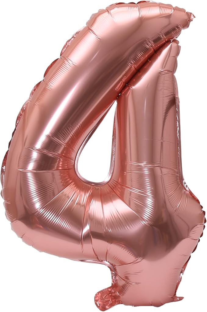 YPSelected 32 Inch Large Foil Helium Number Balloon Birthday Wedding Party 0-9 (Rose Gold, 4)