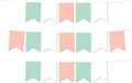 Andaz Press Hanging Pennant Banner with String, Mint Green, White, Peach, 1-Set, 24 Pennants, Approx. 12-Feet Long, Girl's 1st Birthday Baptism Communion Theme Colored Supplies