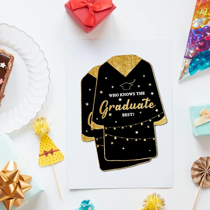 Soiceu 30 Pack Glitter Who Knows Graduate Best Graduation Game Cards, Shaped Graduation Game Cards for Grad Celebration Party